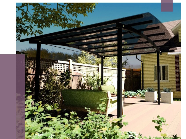 Навесы для террасы в Краснокамске от 12925 руб. под ключ | ПРОЛЁТ-Кнм