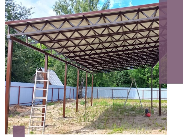 Односкатные навесы под ключ в Краснокамске — изготовление и монтаж