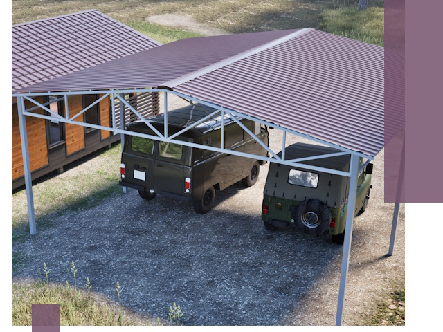 Двускатные навесы под ключ в Краснокамске — изготовление и монтаж