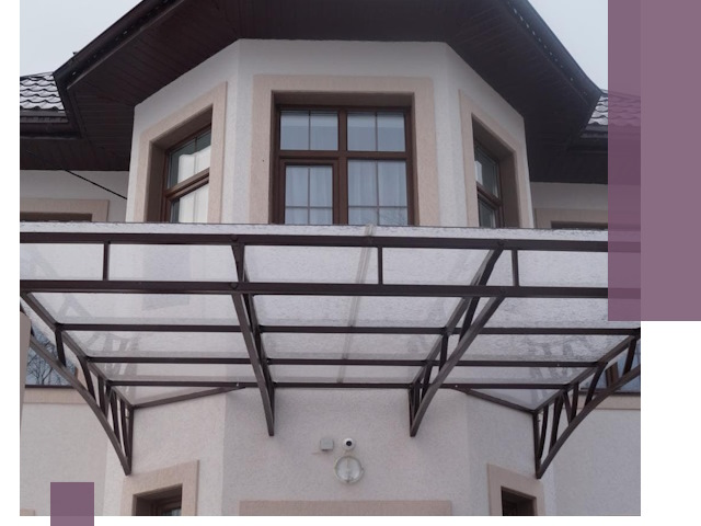 Козырьки из поликарбоната под ключ в Краснокамске